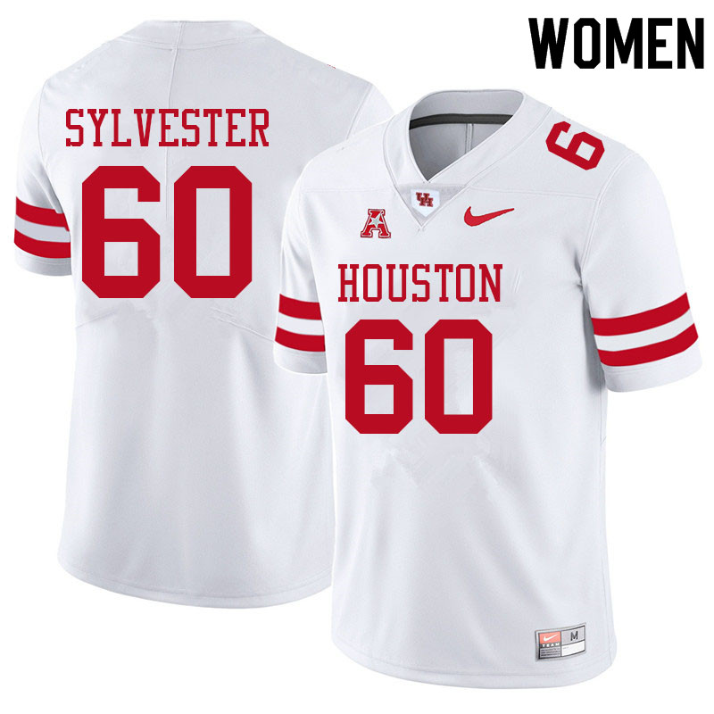 Women #60 Trevonte Sylvester Houston Cougars College Football Jerseys Sale-White